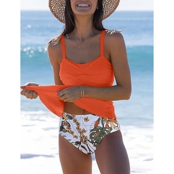 Beachsissi Tankini 2 Piece Swimwear Twist Front High Waisted Size Large - Picture 3 of 10